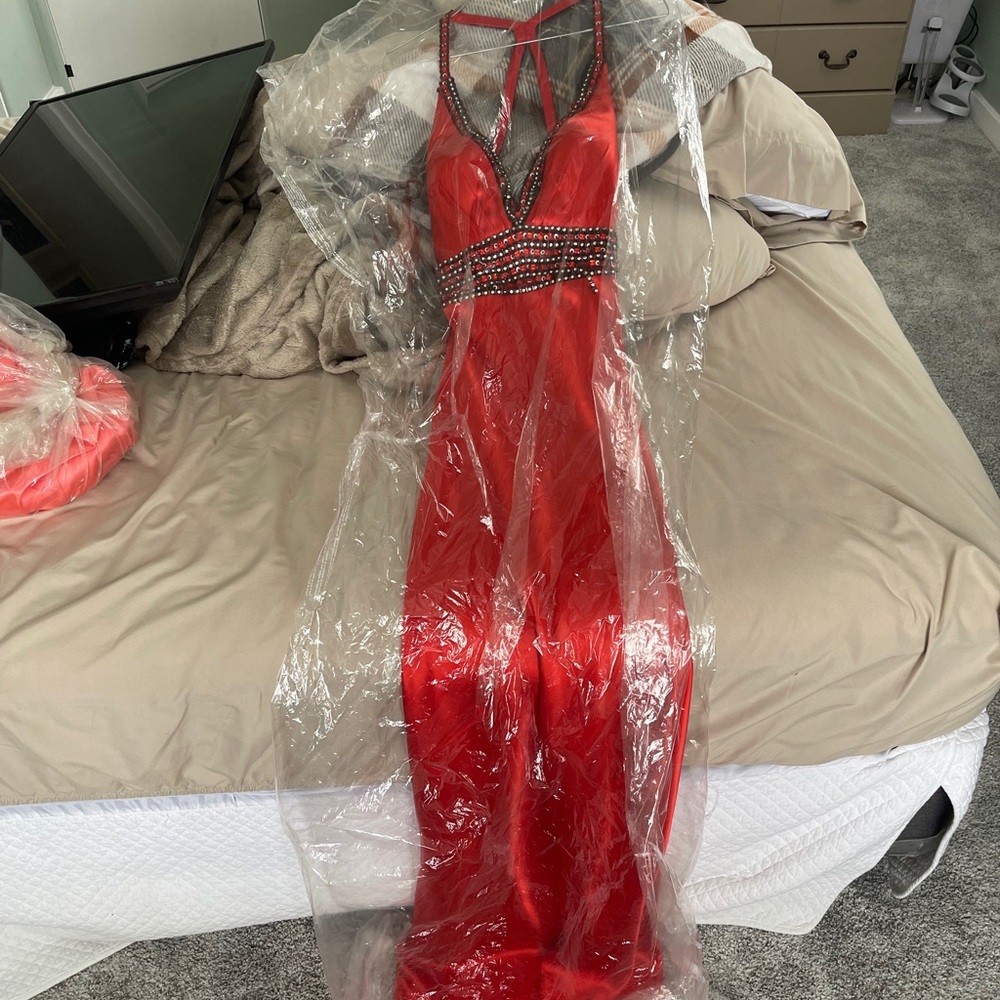New with tags Formal Long Dress Red Silky